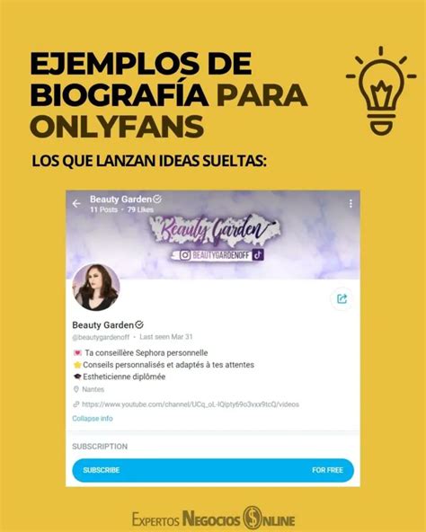 ejemplos de biografías para onlyfans|Onlyfans Bio Ideas That REALLY Work & Example。